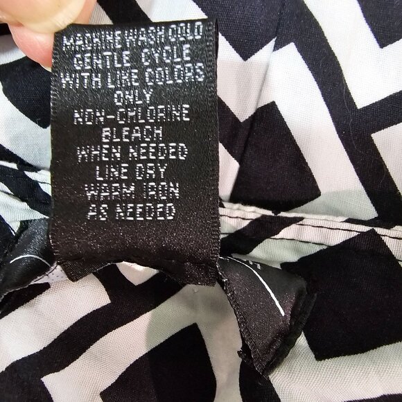 VTG RB Womens Sz 12 Monochrome Geometric Retro Midi Skirt Sustainable Cotton - Picture 9 of 9